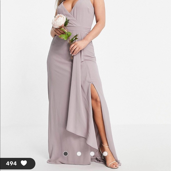 🩷 New ASOS 🩷 cami wrap maxi dress with fishtail in light gray - Picture 5 of 5